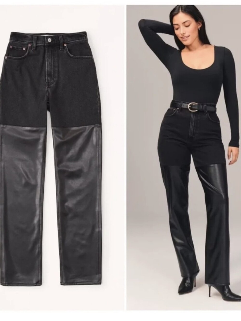 Abercrombie & Fitch Curve Love Mixed Fabric Ultra High Rise Jeans Size 26